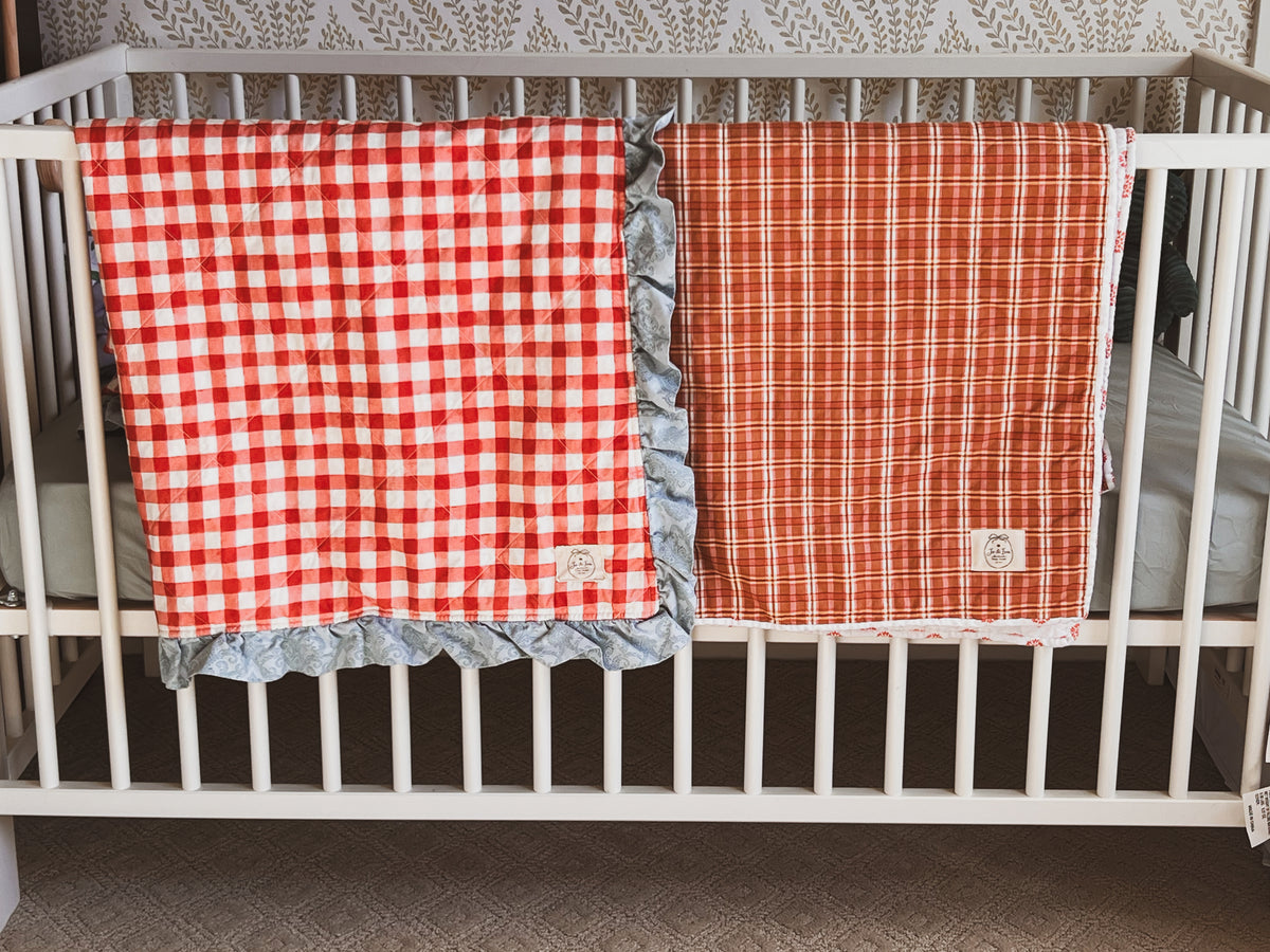 Bluebell Picnic Ruffle Heirloom Baby Quilt