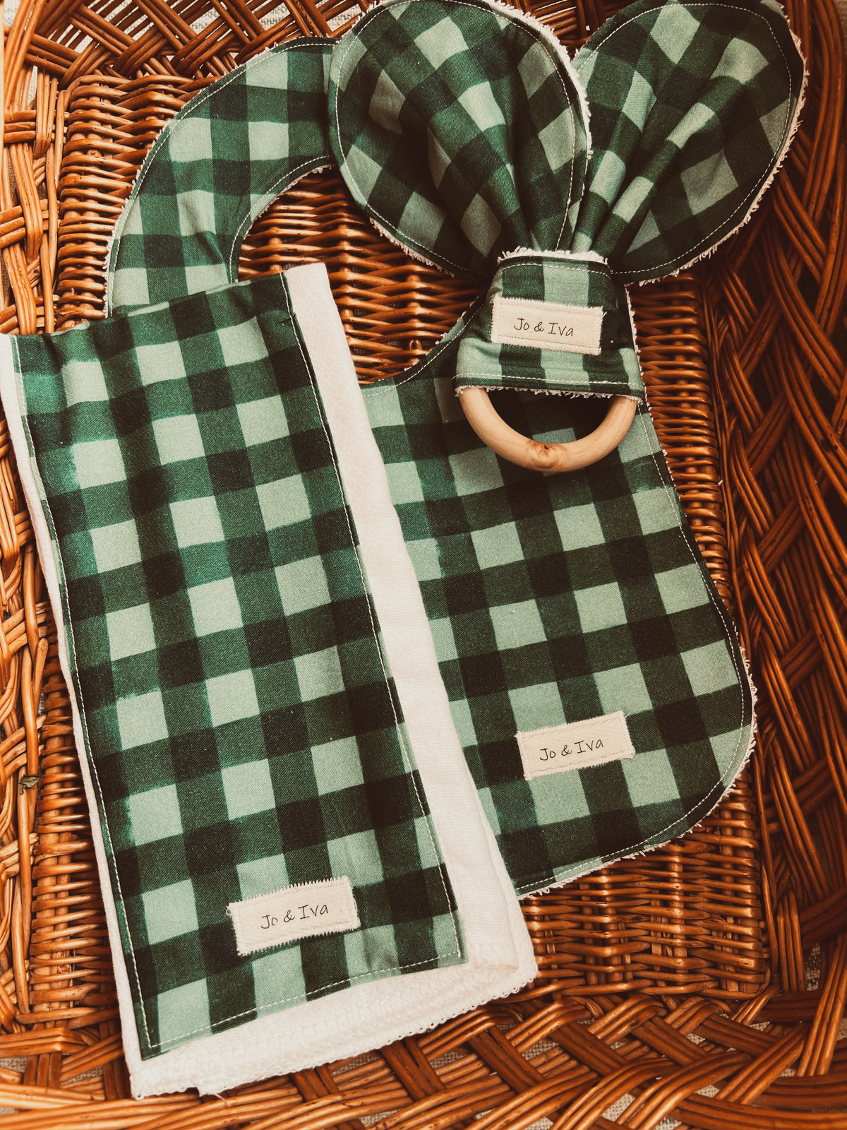 Heritage Green Gingham Baby Essentials Gift Set