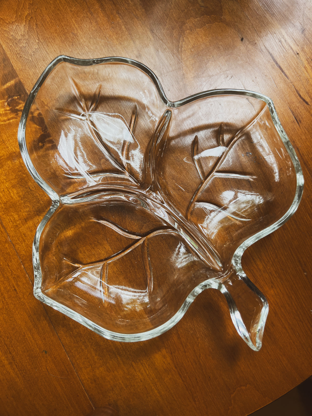 Divided Glass Leaf Dish by Hazel-Atlas Glass Company