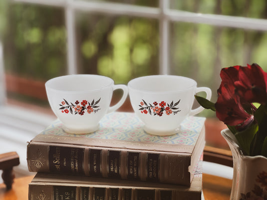 Milk Glass Fire King Primrose Floral Cups