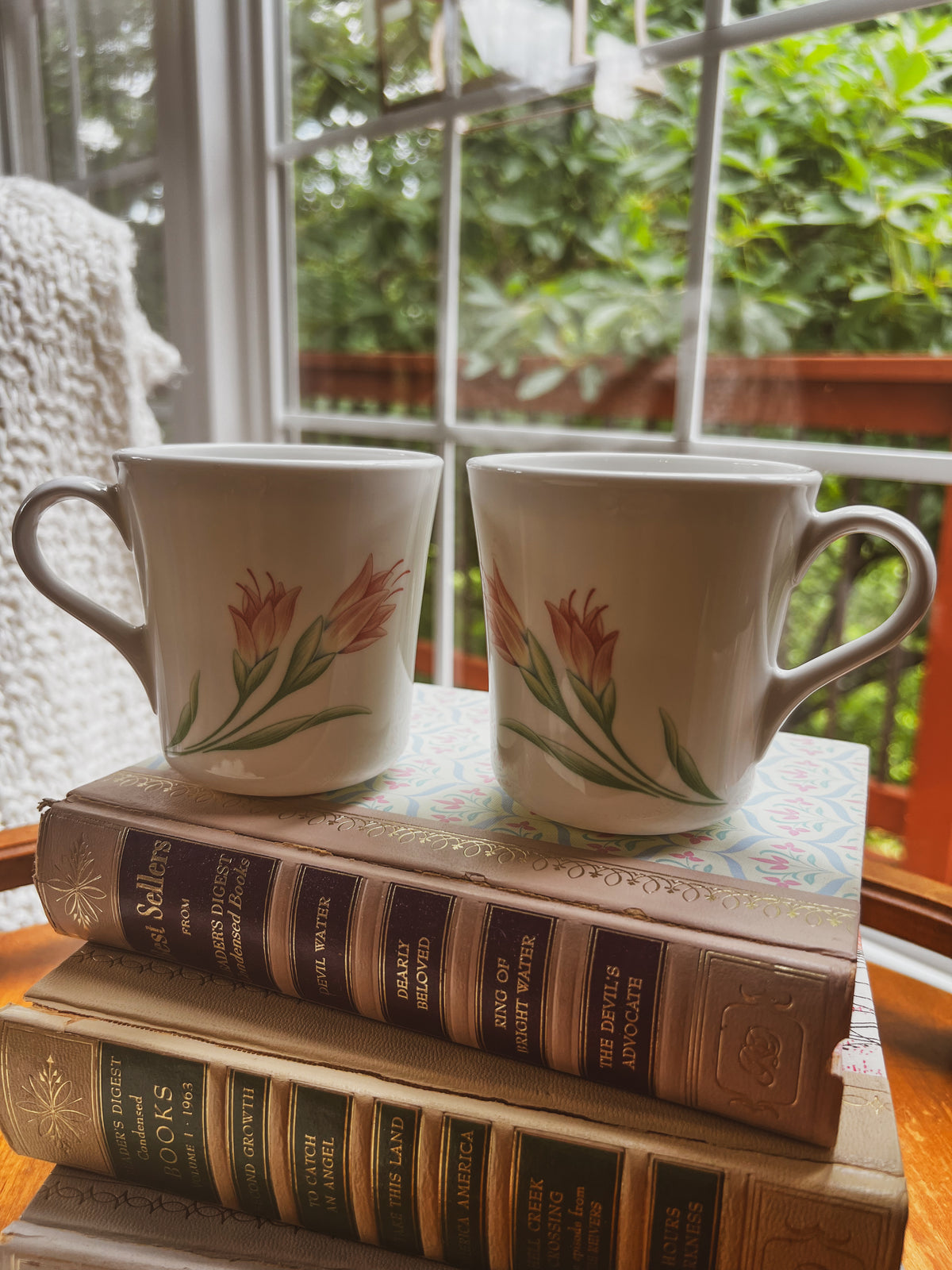 Peach Garland Coffee Mugs by Corelle