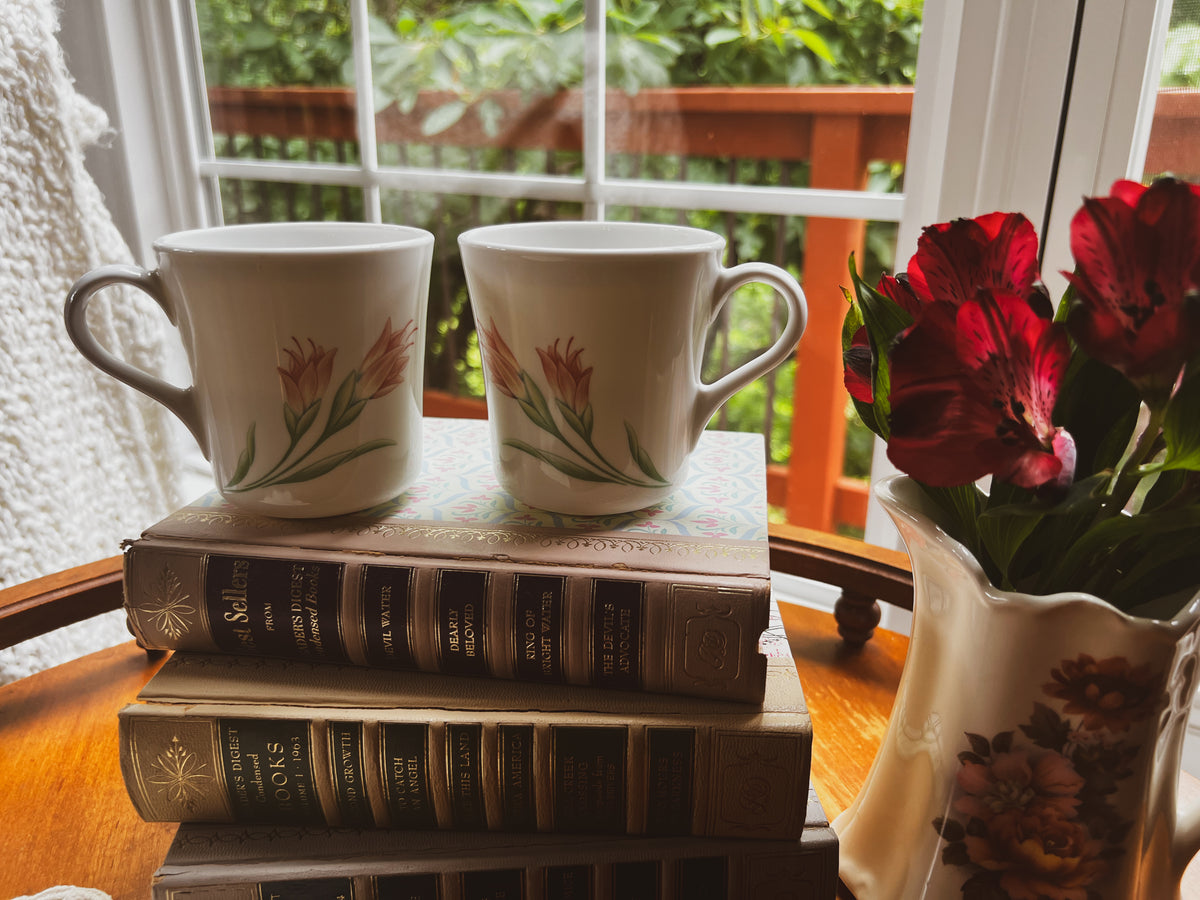 Peach Garland Coffee Mugs by Corelle
