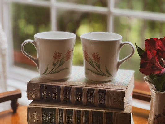Peach Garland Coffee Mugs by Corelle