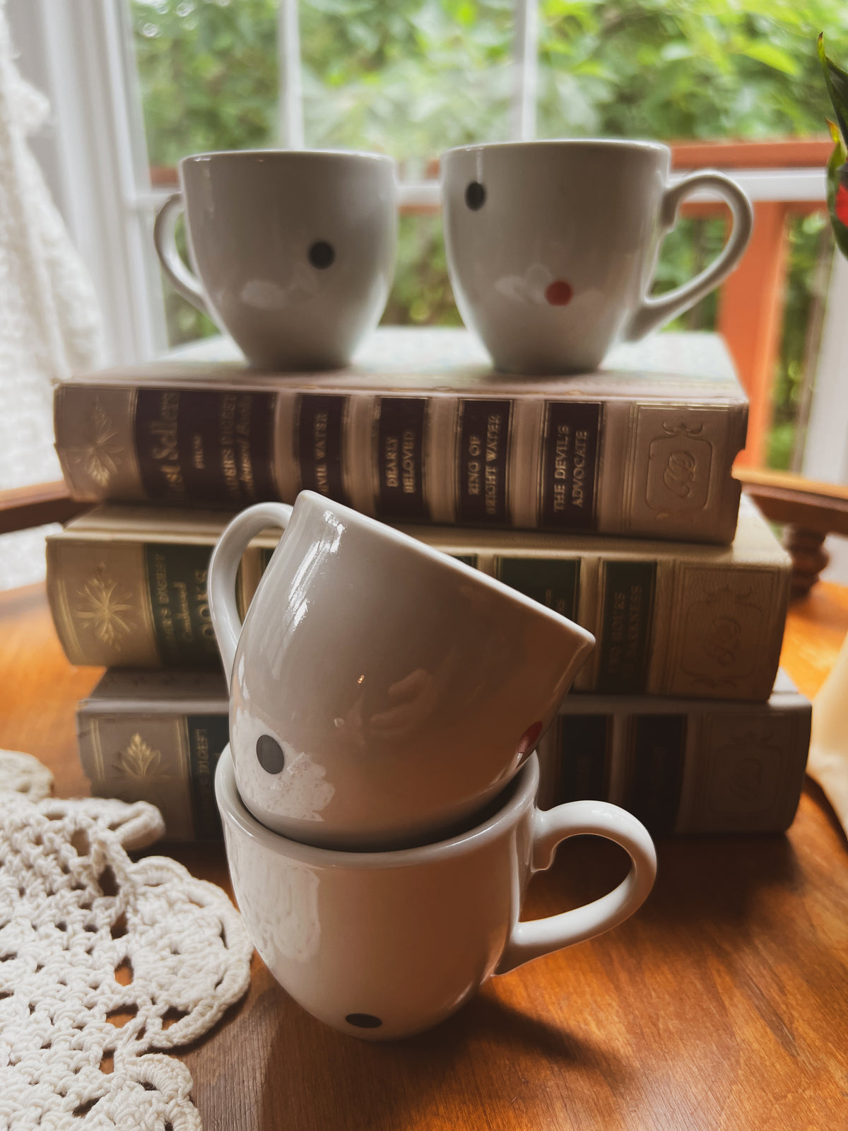 Porcelain Polka Dot Espresso Cups Set of Four