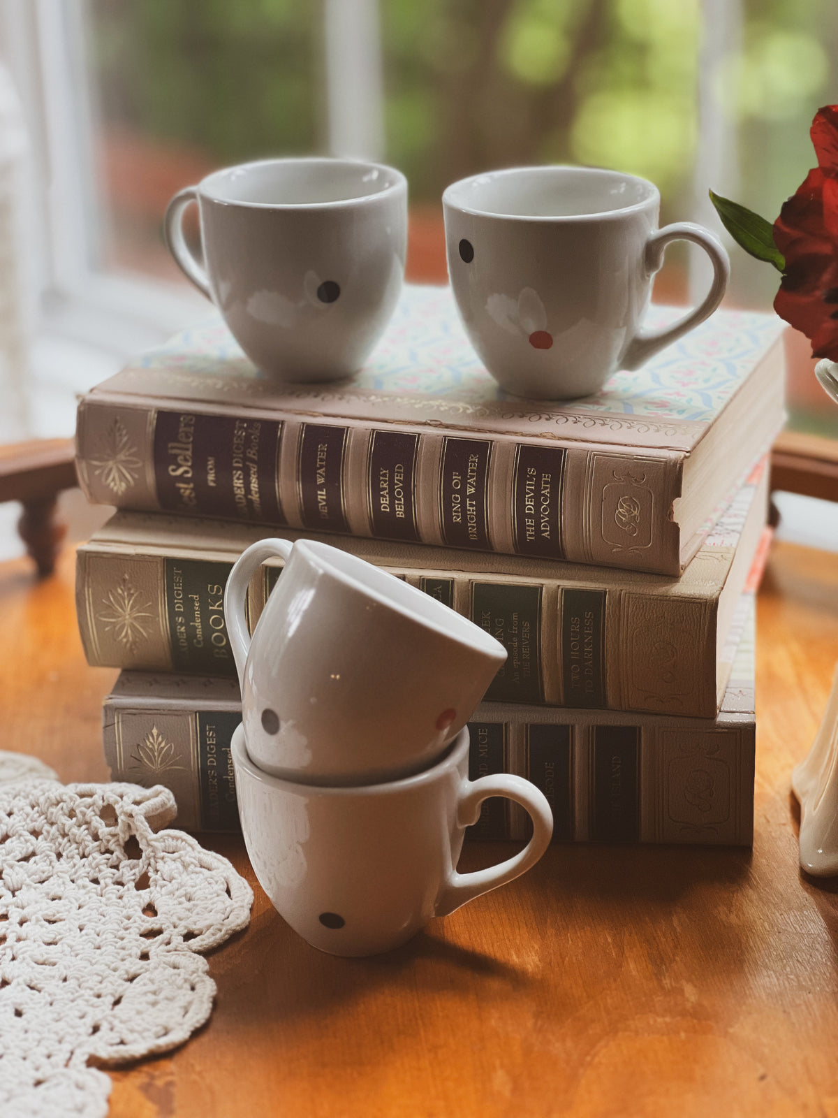 Porcelain Polka Dot Espresso Cups Set of Four
