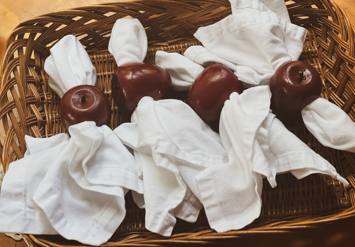 Wooden Apple Napkin Rings Set of 4