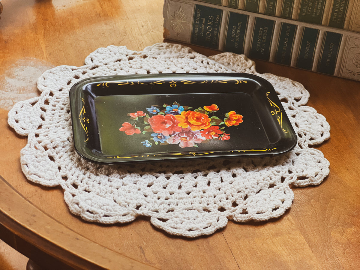 Floral Tole-Style Trinket Tray