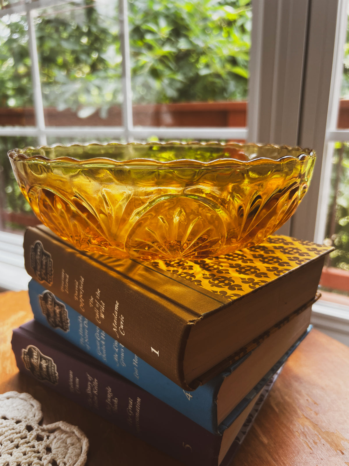 Amber Pressed Glass Serving Bowl by Anchor Hocking
