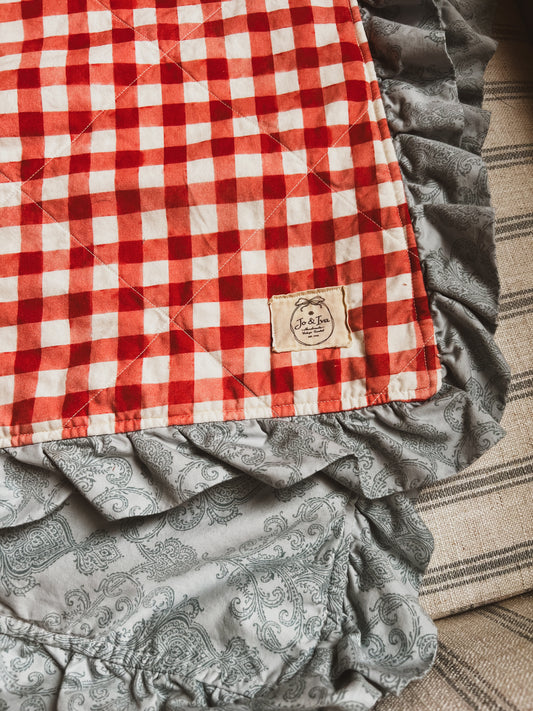 Bluebell Picnic Ruffle Heirloom Baby Quilt