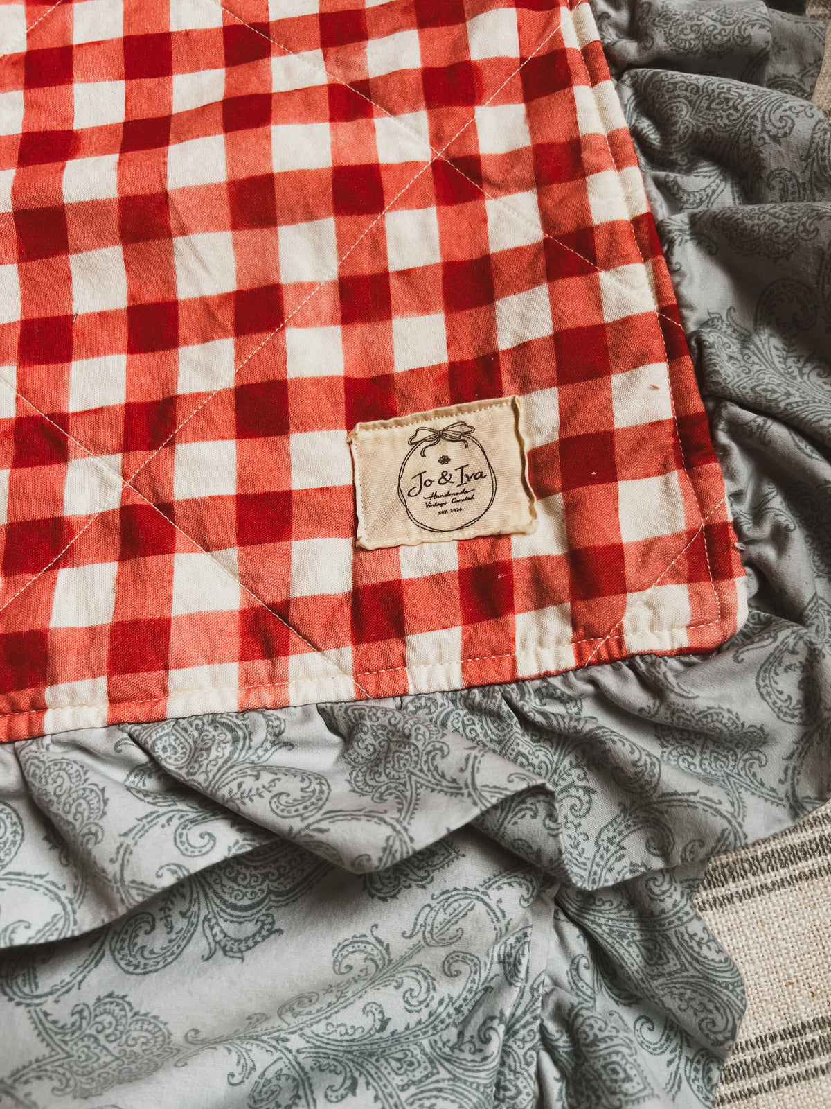 Bluebell Picnic Ruffle Heirloom Baby Quilt